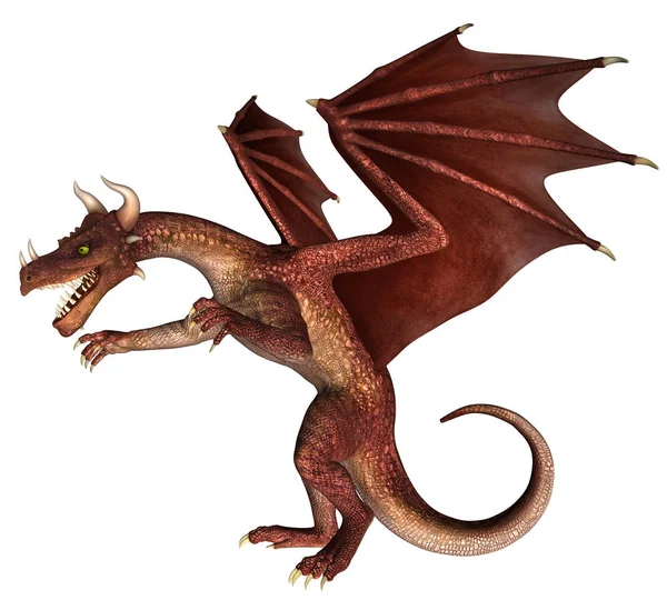 Ilustración de dragón de fantasía creada y renderizada en 3D — Foto de Stock