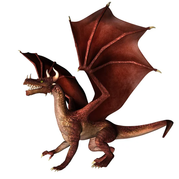 Ilustración de dragón de fantasía creada y renderizada en 3D — Foto de Stock