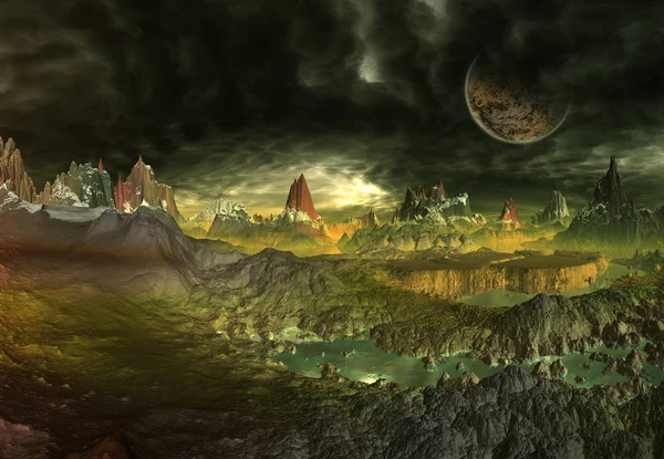 3D Created and Rendered Fantasy Alien Planet - Ilustración 3D — Foto de Stock