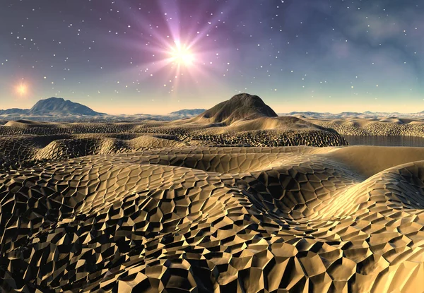 3D vytvoření a vykreslení Fantasy cizí planety - 3d obrázek — Stock fotografie