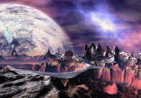 3d Créé et rendu Fantasy Alien Planet - Illustration 3D — Photo