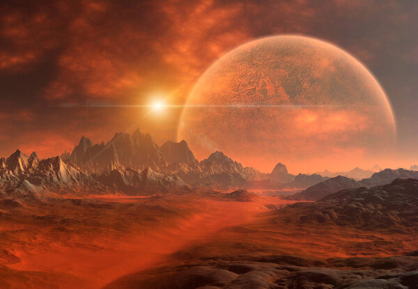 3d Created and Rendered Fantasy Alien Planet - 3D Illustration