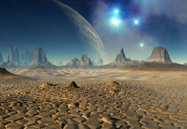 3D erstellte und gerenderte Fantasie außerirdischer Planet - 3D-Illustration — Stockfoto