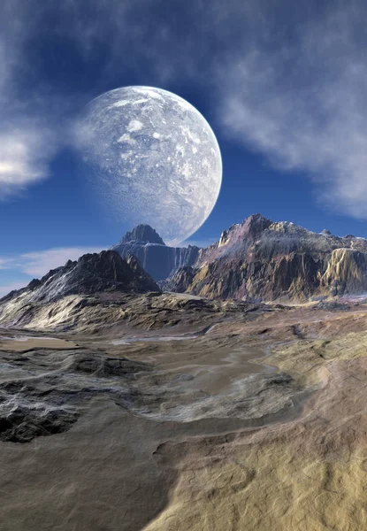 3D utworzone i renderowania 3d ilustracji Fantasy obcej planety- — Zdjęcie stockowe