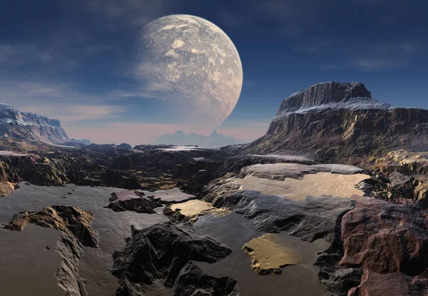 3d Créé et rendu Fantasy Alien Planet - Illustration 3D — Photo