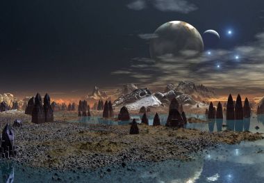 bir fantezi yabancı gezegenin - 3d çizim 3D render