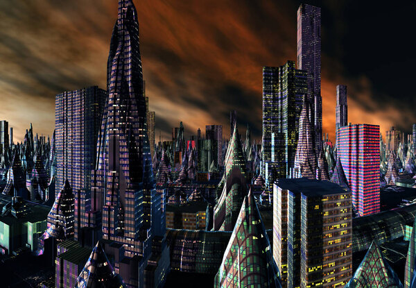 3D Rendering of a Fantasy Alien City - 3D Illustration