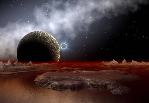 판타지 외계 행성-3d 일러스트의 3d 렌더링 — 스톡 사진