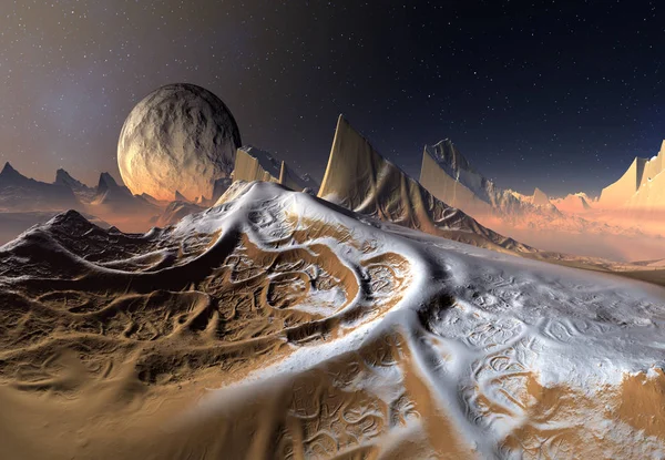 bir fantezi yabancı gezegenin - 3d çizim 3D render