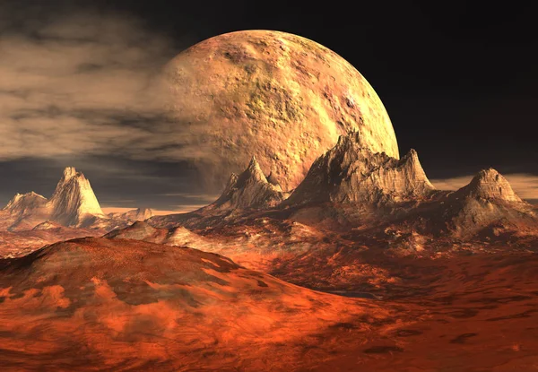 Rendering 3D di un pianeta alieno fantasy - Illustrazione 3D — Foto Stock