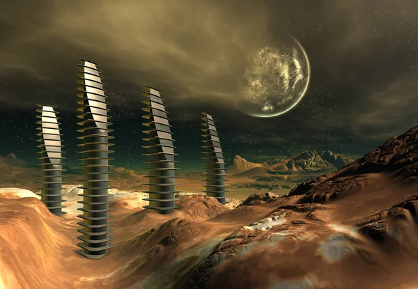 Rendu 3D d'une planète extraterrestre fantastique - Illustration 3D — Photo
