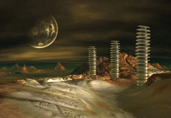 Rendu 3D d'une planète extraterrestre fantastique - Illustration 3D — Photo