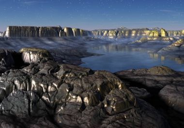 bir fantezi yabancı gezegenin - 3d çizim 3D render