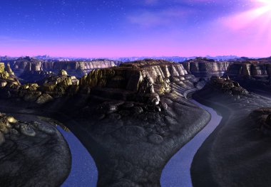 bir fantezi yabancı gezegenin - 3d çizim 3D render