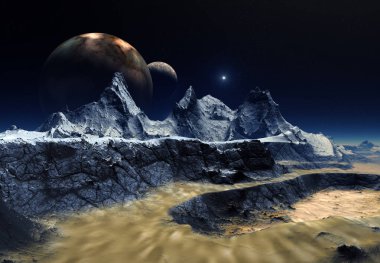 bir fantezi yabancı gezegenin - 3d çizim 3D render
