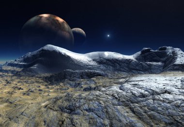 bir fantezi yabancı gezegenin - 3d çizim 3D render