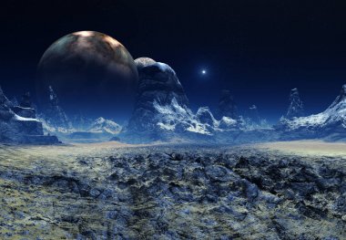 bir fantezi yabancı gezegenin - 3d çizim 3D render