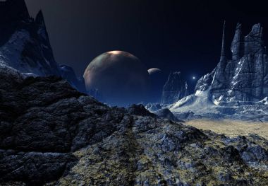 bir fantezi yabancı gezegenin - 3d çizim 3D render