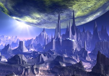 bir fantezi yabancı gezegenin - 3d çizim 3D render