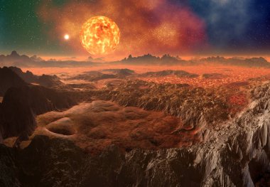  bir fantezi yabancı gezegenin - 3d çizim 3D render