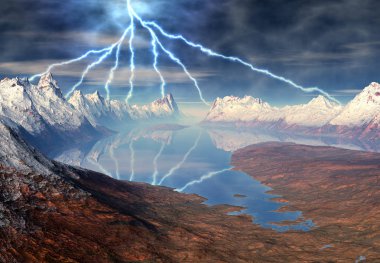  bir fantezi yabancı gezegenin - 3d çizim 3D render