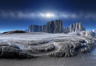  bir fantezi yabancı gezegenin - 3d çizim 3D render