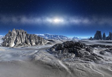  bir fantezi yabancı gezegenin - 3d çizim 3D render