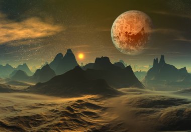  bir fantezi yabancı gezegenin - 3d çizim 3D render