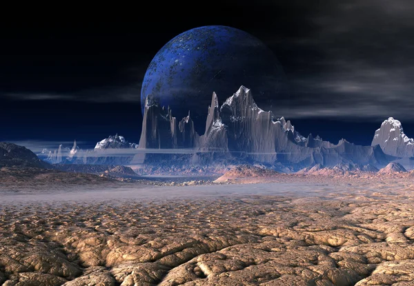 Renderowania Fantasy Obcej Planety Ilustracja — Zdjęcie stockowe