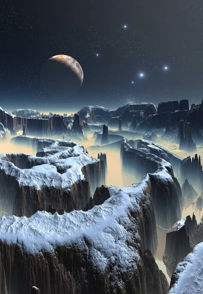 Darstellung Eines Fremden Fantasie Planeten Illustration — Stockfoto