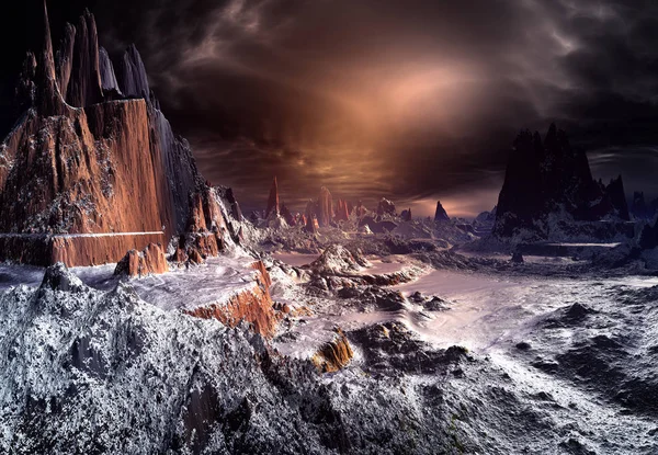 Рендеринг Фантастичної Планети Інопланетян Ілюстрація — стокове фото