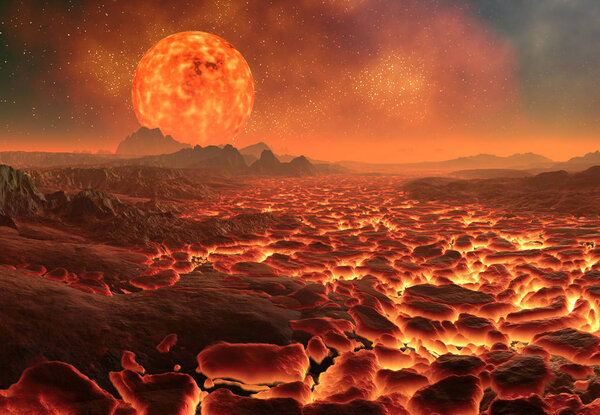  3D Rendering of a Fantasy Alien Planet - 3D Illustration