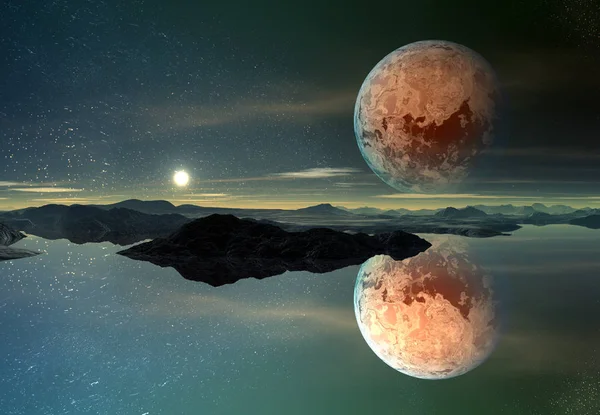 ファンタジー エイリアンの惑星 レンダリング — ストック写真