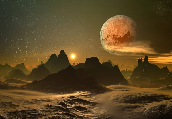 Rendering Fantasy Alien Planet Illustration — Stock Photo, Image
