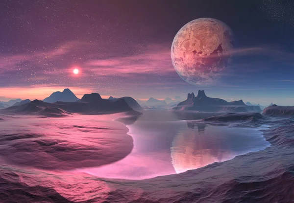 Rendering Fantasy Alien Planet Ilustração — Fotografia de Stock