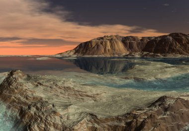  bir fantezi yabancı gezegenin - 3d çizim 3D render