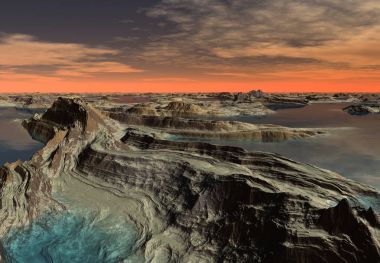  bir fantezi yabancı gezegenin - 3d çizim 3D render