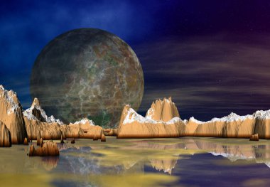  bir fantezi yabancı gezegenin - 3d çizim 3D render