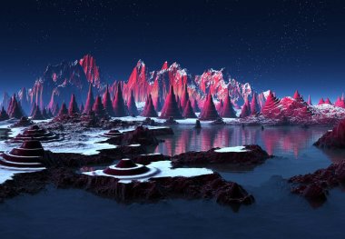 bir fantezi yabancı gezegenin - 3d çizim 3D render