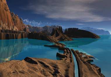 bir fantezi yabancı gezegenin - 3d çizim 3D render