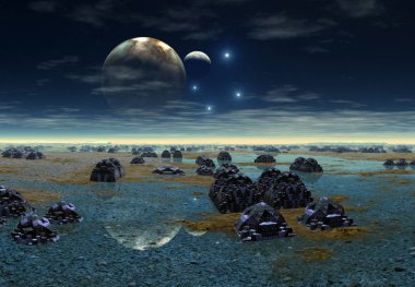 bir fantezi yabancı gezegenin - 3d çizim 3D render