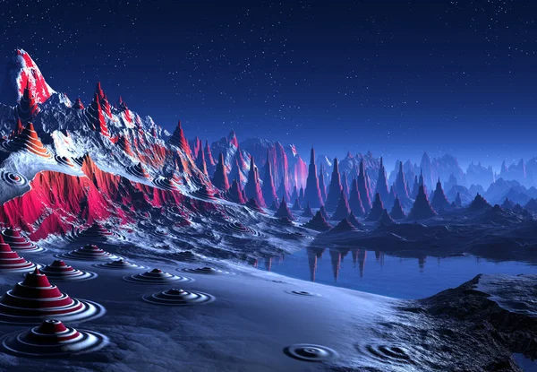 Rendering Fantasy Alien Planet Ilustração — Fotografia de Stock