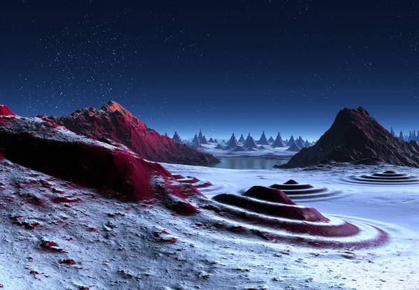 Rendering Fantasy Alien Planet Illustration — Stock Photo, Image