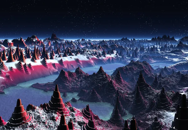 Rendering Fantasy Alien Planet Illustration — Stock Photo, Image