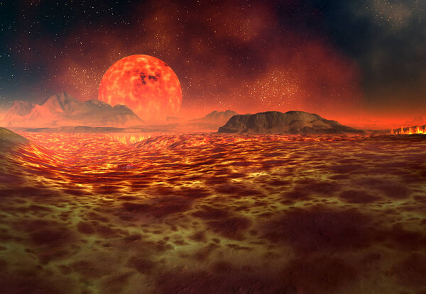 3D Rendering of a Fantasy Alien Planet - 3D Illustration
