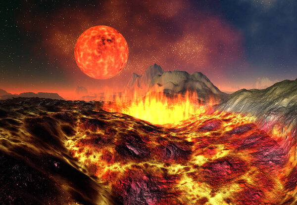 3D Rendering of a Fantasy Alien Planet - 3D Illustration