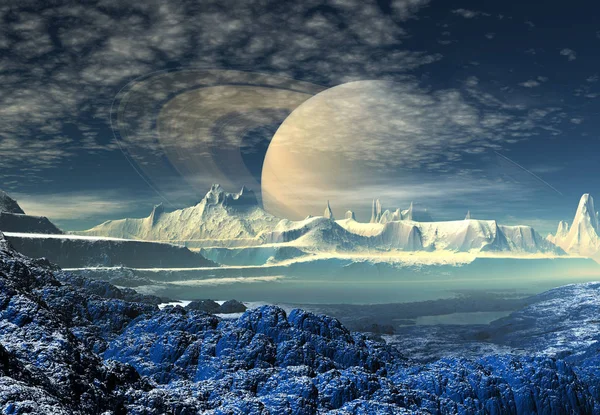 Redare Unei Planete Extraterestre Fantastice Ilustrație — Fotografie, imagine de stoc