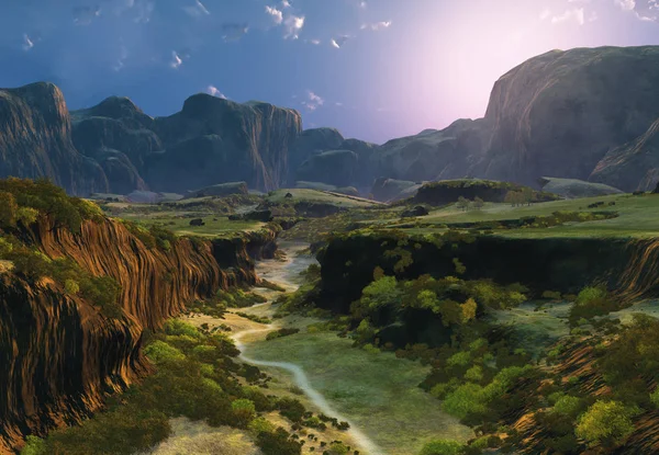 Rocky Fantasy Landscape - 3D Illustration