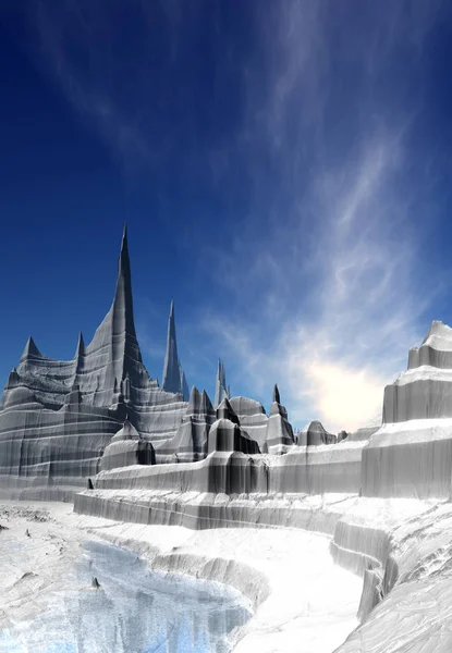 Fantasy Paesaggio Invernale Illustrazione — Foto Stock