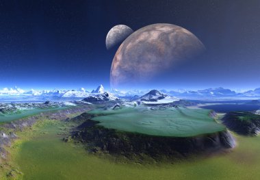 3D Yapılandırılmış Fantezi Uzaylı Manzarası - 3D Görüntü